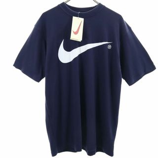 ナイキ(NIKE)の未使用 ナイキ 90s 00s 白タグ オールド 半袖 Tシャツ L ネイビー NIKE デカロゴ メンズ 古着 【240425】 メール便可(Tシャツ/カットソー(半袖/袖なし))