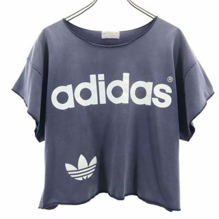 アディダス(adidas)のアディダス 80s 日本製 デサント製 ヴィンテージ 半袖 Tシャツ L-O グレーネイビー系 adidas メンズ 古着 【240425】 メール便可(Tシャツ/カットソー(半袖/袖なし))