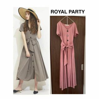 ROYAL PARTY - 1回のみ着用 ROYAL PARTY ウエストリボンカットマキシワンピース