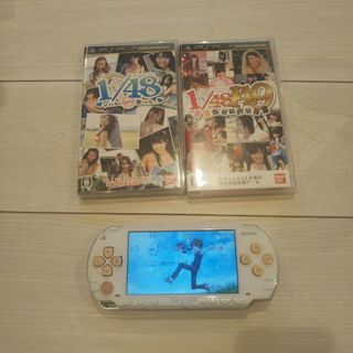 良品⭐️psp本体⭐️白。純正バッテリー、ゲーム２つ付き♪動作OK♪除菌済み！(携帯用ゲーム機本体)