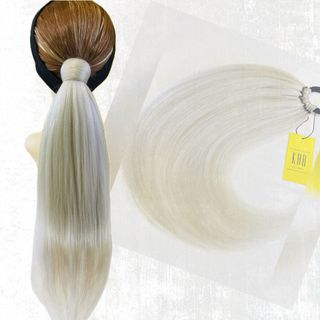 【新品】EZPO#Silver ポニーテールエクステ ヘアアクセ ヘアゴム(ロングストレート)