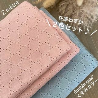 【2色セット♪】ダブルガーゼ ＊コットン刺繍レース生地  合計2メートル