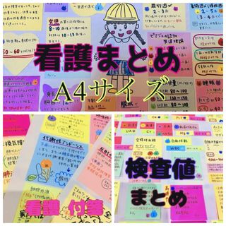 看護付箋ノート　検査値まとめ　看護まとめA4サイズ(健康/医学)