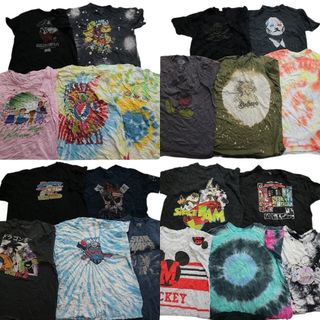 古着卸 まとめ売り カラーmix プリント 半袖Tシャツ 20枚セット(メンズ XL /2XL )キャラクタータイダイアニメスカル映画 ディズニー MS6506(その他)