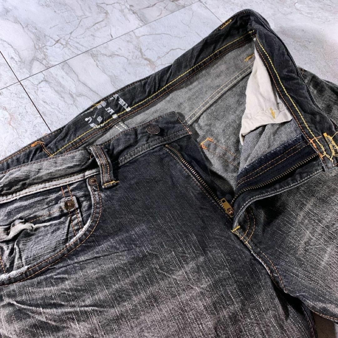 EDWIN(エドウィン)のEDWIN ブーツカット フレア ブラック デニム ベルボトム グランジ 鬼ヒゲ メンズのパンツ(デニム/ジーンズ)の商品写真