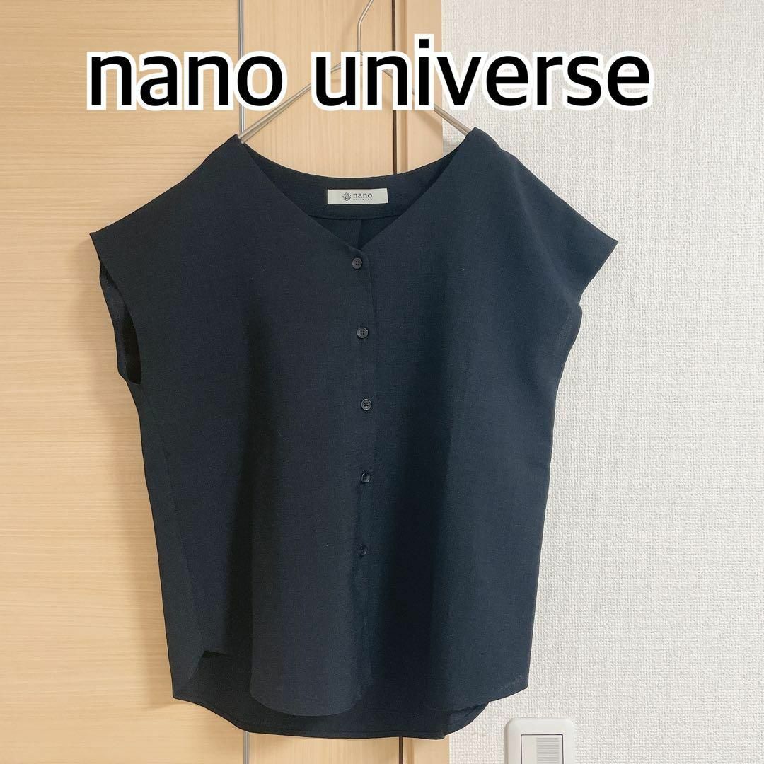 nano・universe(ナノユニバース)のnano universe ナノユニバース　ノースリーブブラウス　ネイビー レディースのトップス(シャツ/ブラウス(半袖/袖なし))の商品写真