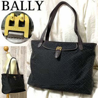 Bally - 美品【BALLY】真鍮Ｂロゴ金具 本革×ナイロン トートバッグ 総柄 大容量