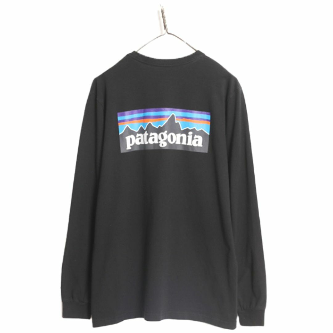 patagonia(パタゴニア)の18年製 パタゴニア 両面 プリント 長袖 Tシャツ メンズ М / 古着 Patagonia アウトドア ロンT ロングスリーブ ロゴT P6 バックプリント 黒 メンズのトップス(Tシャツ/カットソー(七分/長袖))の商品写真