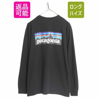 パタゴニア(patagonia)の18年製 パタゴニア 両面 プリント 長袖 Tシャツ メンズ М / 古着 Patagonia アウトドア ロンT ロングスリーブ ロゴT P6 バックプリント 黒(Tシャツ/カットソー(七分/長袖))