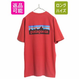 パタゴニア(patagonia)の18年製 パタゴニア 両面 プリント 半袖 Tシャツ メンズ XL / Patagonia アウトドア 大きいサイズ P-6 ボックスロゴ バックプリント レッド(Tシャツ/カットソー(半袖/袖なし))