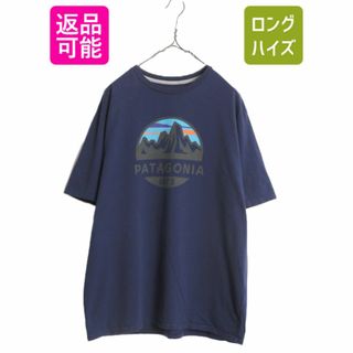 パタゴニア(patagonia)の20年製 パタゴニア プリント 半袖 Tシャツ メンズ L Patagonia アウトドア フィッツロイ スコープ グラフィック オーガニック コットン 紺(Tシャツ/カットソー(半袖/袖なし))