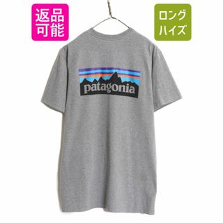 パタゴニア(patagonia)の18年製 パタゴニア 両面 プリント 半袖 Tシャツ メンズ М / 古着 Patagonia アウトドア フィッツロイ P6 ボックスロゴ バックプリント 灰(Tシャツ/カットソー(半袖/袖なし))