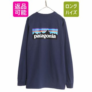 パタゴニア(patagonia)の18年製 パタゴニア 両面 プリント 長袖 Tシャツ メンズ XL / 古着 Patagonia アウトドア ロンT ロングスリーブ ロゴT P6 バックプリント 紺(Tシャツ/カットソー(七分/長袖))