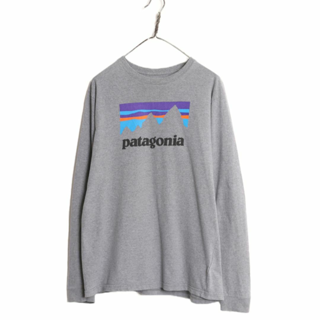 patagonia(パタゴニア)のパタゴニア プリント 長袖 Tシャツ メンズ М 古着 Patagonia アウトドア ロンT グラフィック ステッカー ロゴ ワンポイント クルーネック メンズのトップス(Tシャツ/カットソー(七分/長袖))の商品写真