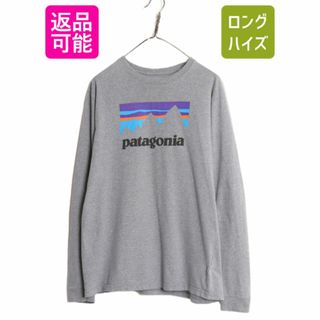 パタゴニア(patagonia)のパタゴニア プリント 長袖 Tシャツ メンズ М 古着 Patagonia アウトドア ロンT グラフィック ステッカー ロゴ ワンポイント クルーネック(Tシャツ/カットソー(七分/長袖))