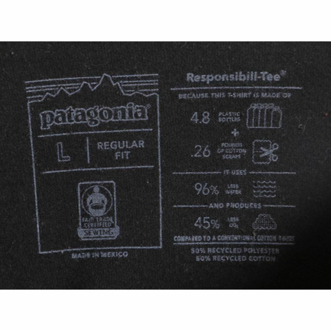 patagonia(パタゴニア)の21年製 パタゴニア 両面 プリント 半袖 Tシャツ メンズ L / Patagonia アウトドア  グラフィック イラスト バックプリント クルーネック 黒 メンズのトップス(Tシャツ/カットソー(半袖/袖なし))の商品写真