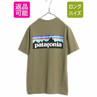 パタゴニア(patagonia)の22年製 パタゴニア 両面 プリント 半袖 Tシャツ メンズ XS / Patagonia アウトドア フィッツロイ P6 ボックスロゴ バックプリント カーキ(Tシャツ/カットソー(半袖/袖なし))