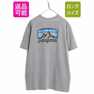 パタゴニア(patagonia)の19年製 パタゴニア 両面 プリント 半袖 Tシャツ メンズ L / Patagonia アウトドア グラフィック イラスト バックプリント クルーネック 灰(Tシャツ/カットソー(半袖/袖なし))