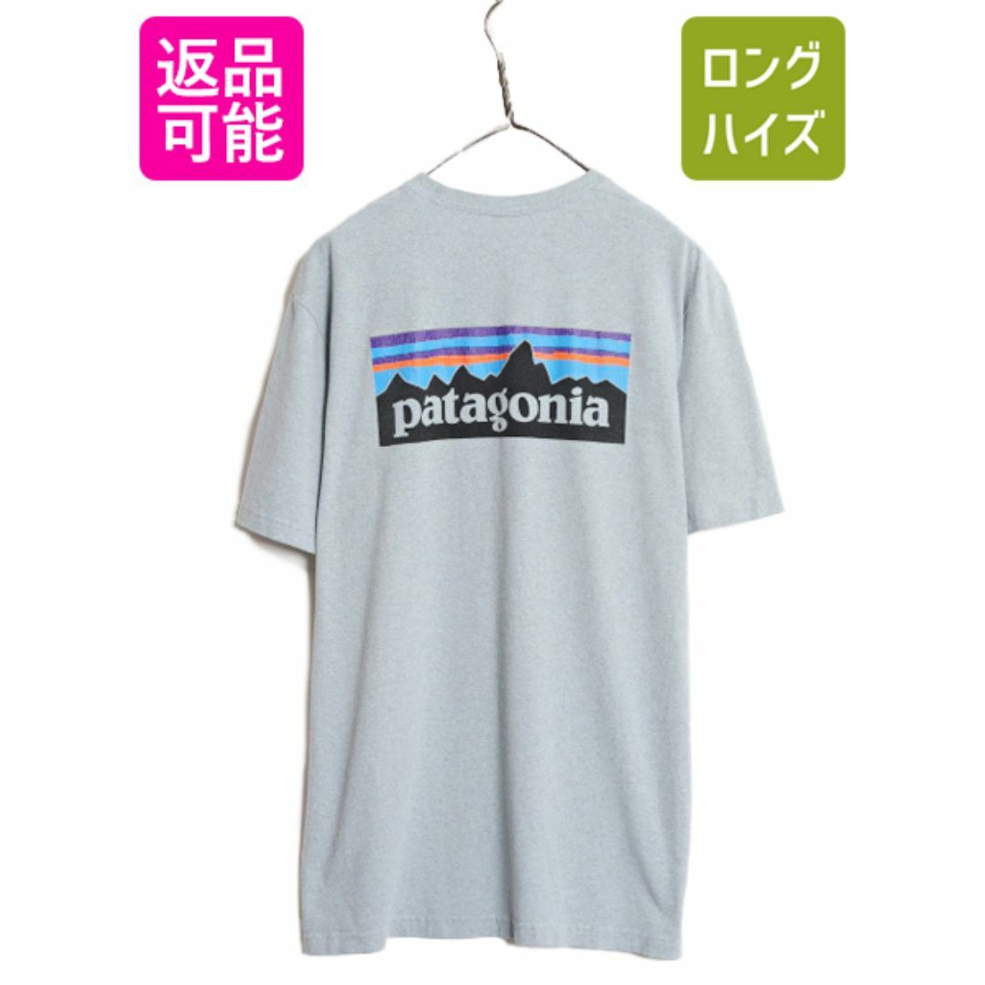 patagonia(パタゴニア)の18年製 パタゴニア 両面 プリント 半袖 Tシャツ メンズ L / 古着 Patagonia アウトドア フィッツロイ P6 ボックスロゴ バックプリント 灰 メンズのトップス(Tシャツ/カットソー(半袖/袖なし))の商品写真