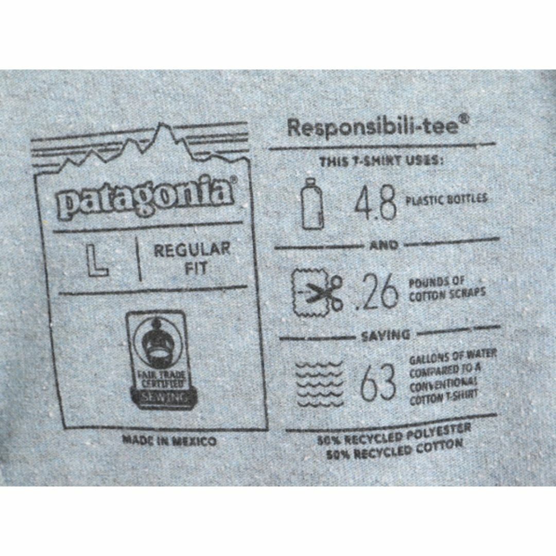 patagonia(パタゴニア)の18年製 パタゴニア 両面 プリント 半袖 Tシャツ メンズ L / 古着 Patagonia アウトドア フィッツロイ P6 ボックスロゴ バックプリント 灰 メンズのトップス(Tシャツ/カットソー(半袖/袖なし))の商品写真