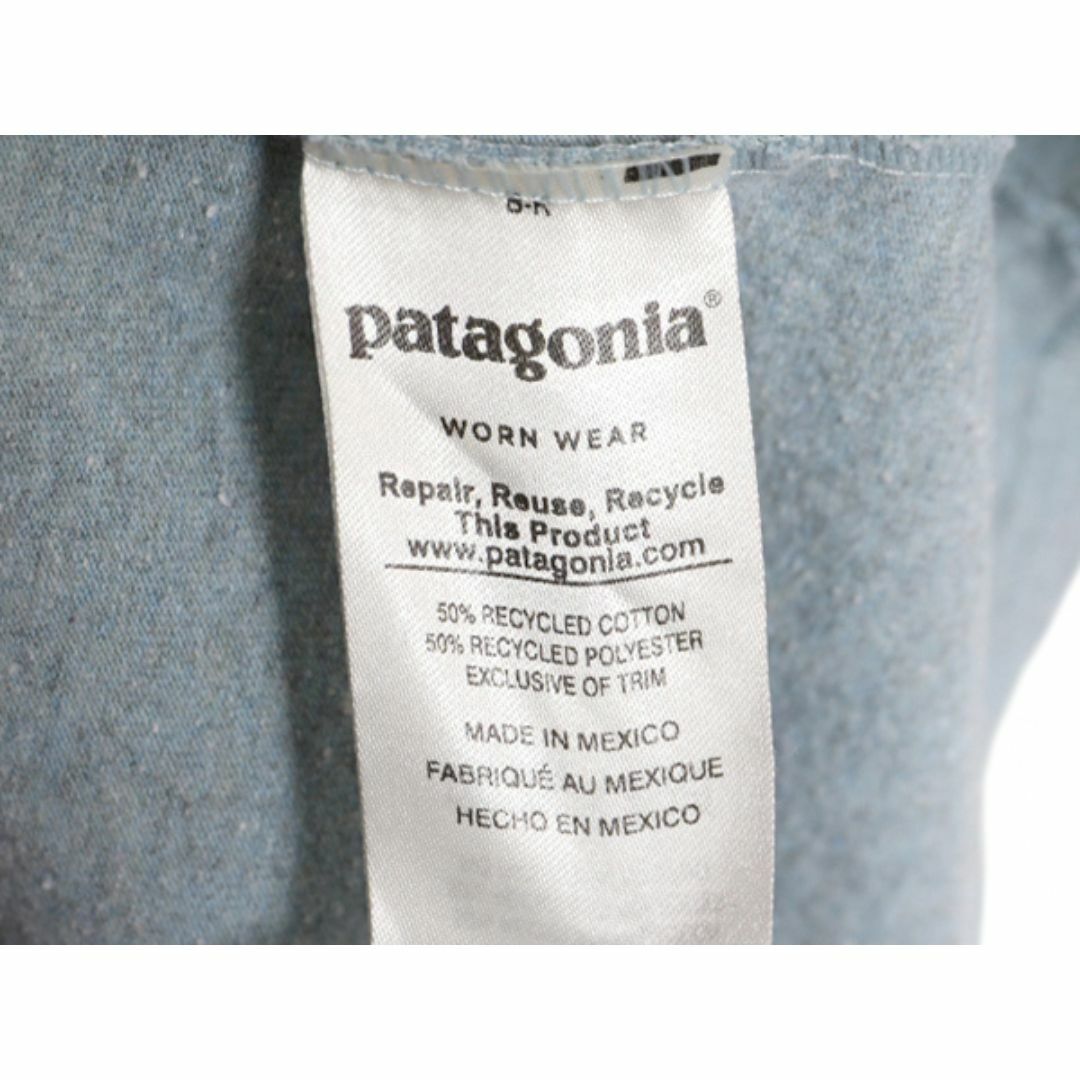 patagonia(パタゴニア)の18年製 パタゴニア 両面 プリント 半袖 Tシャツ メンズ L / 古着 Patagonia アウトドア フィッツロイ P6 ボックスロゴ バックプリント 灰 メンズのトップス(Tシャツ/カットソー(半袖/袖なし))の商品写真