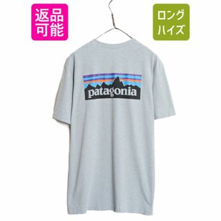 パタゴニア(patagonia)の18年製 パタゴニア 両面 プリント 半袖 Tシャツ メンズ L / 古着 Patagonia アウトドア フィッツロイ P6 ボックスロゴ バックプリント 灰(Tシャツ/カットソー(半袖/袖なし))