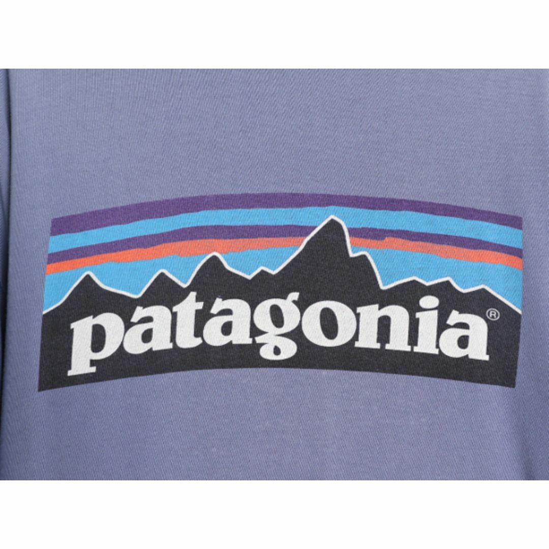 patagonia(パタゴニア)のUSA製 パタゴニア 両面 プリント 半袖 Tシャツ メンズ XL 古着 Patagonia アウトドア 大きいサイズ P6 バックプリント ボックスロゴ ブルー メンズのトップス(Tシャツ/カットソー(半袖/袖なし))の商品写真