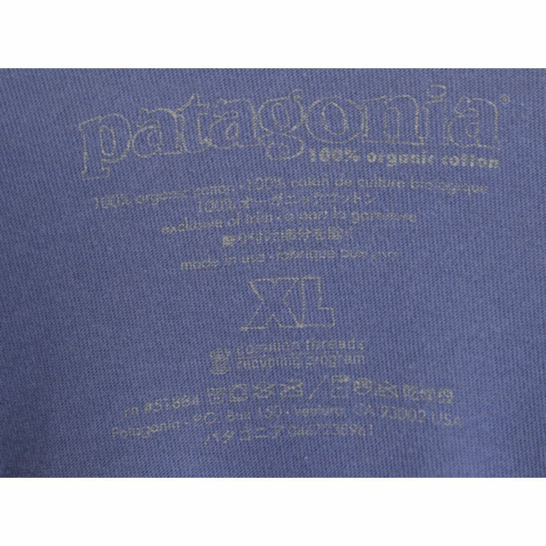 patagonia(パタゴニア)のUSA製 パタゴニア 両面 プリント 半袖 Tシャツ メンズ XL 古着 Patagonia アウトドア 大きいサイズ P6 バックプリント ボックスロゴ ブルー メンズのトップス(Tシャツ/カットソー(半袖/袖なし))の商品写真