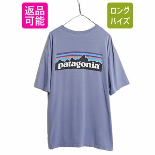 パタゴニア(patagonia)のUSA製 パタゴニア 両面 プリント 半袖 Tシャツ メンズ XL 古着 Patagonia アウトドア 大きいサイズ P6 バックプリント ボックスロゴ ブルー(Tシャツ/カットソー(半袖/袖なし))