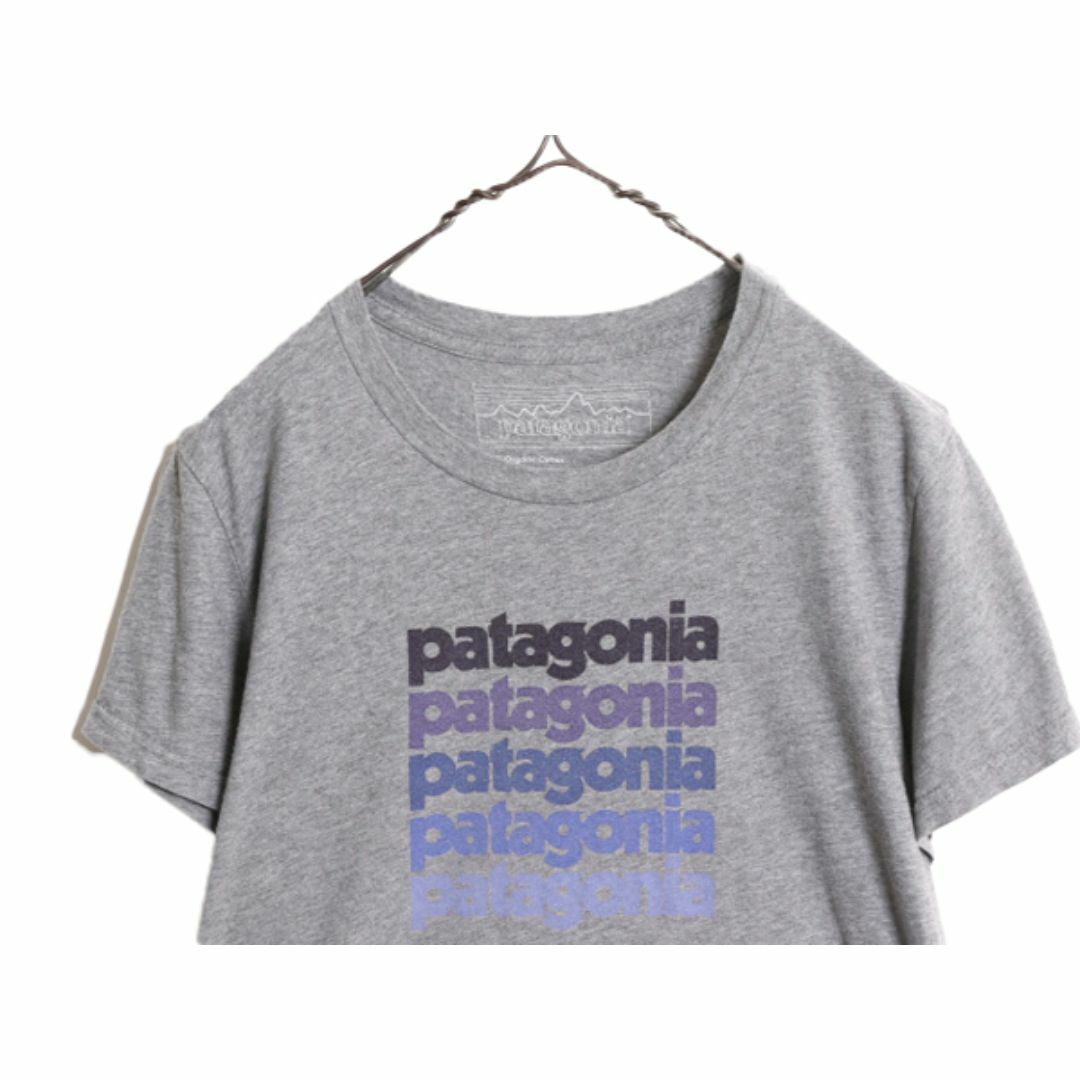 patagonia(パタゴニア)のUSA製 パタゴニア プリント 半袖 Tシャツ レディース L Patagonia アウトドア ロゴ グラデーション グラフィック オーガニック コットン 灰 レディースのトップス(Tシャツ(半袖/袖なし))の商品写真