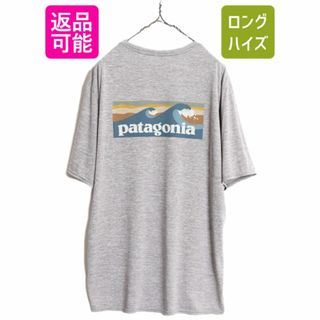 patagonia - パタゴニア キャプリーン 波タグ プリント 半袖 Tシャツ メンズ XL 古着 Patagonia アウトドア ストレッチ バックプリント 大きいサイズ 灰