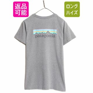 パタゴニア 両面 プリント 半袖 Tシャツ レディース L 古着 Patagonia フィッツロイ アウトドア グラフィック イラスト バックプリント 灰 