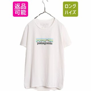 19年製 パタゴニア プリント 半袖 Tシャツ レディース L 古着 Patagonia アウトドア オーガニックコットン パステル フィッツロイ ホワイト