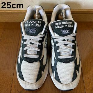 ニューバランス(New Balance)のアメリカUSA製 ニューバランスUS993  白 黒25cm(スニーカー)