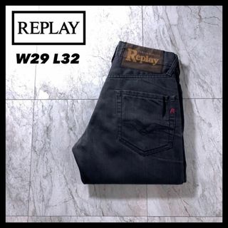 リプレイ(Replay)のREPLAY スリムフィット スキニー ブラック デニム ジーンズ W29(デニム/ジーンズ)