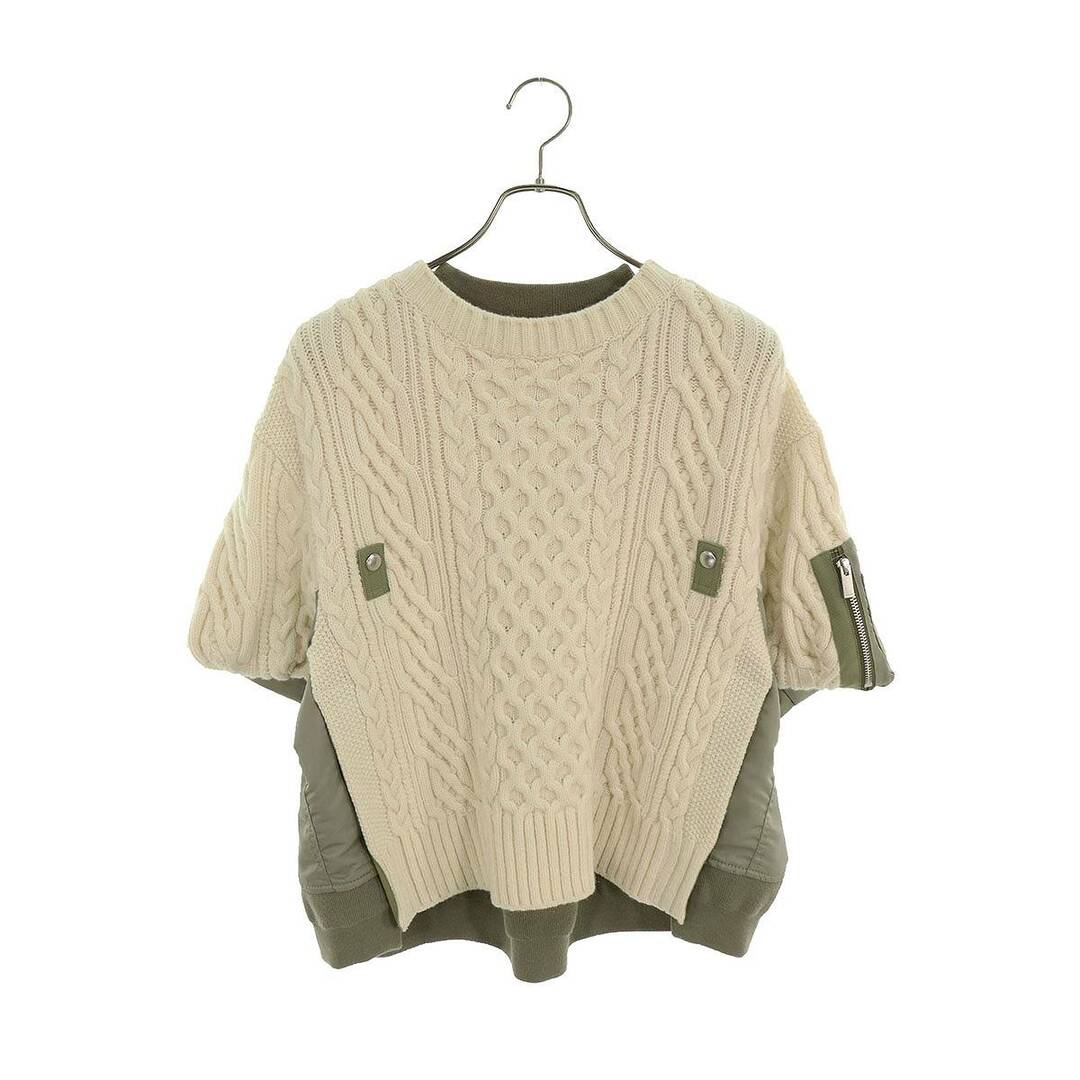 sacai(サカイ)のサカイ  23AW  23-06812 Nylon Twill Mix Knit Pullover ナイロンツイルミックスケーブルニット レディース 3 レディースのトップス(ニット/セーター)の商品写真