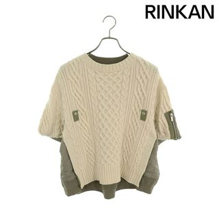 サカイ  23AW  23-06812 Nylon Twill Mix Knit Pullover ナイロンツイルミックスケーブルニット レディース 3