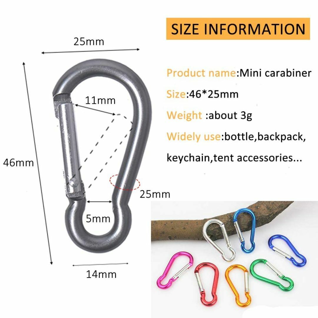 10個セット カラビナ 登山 キーホルダー アルミカラビナ 釣り 多機能カラビナ メンズのバッグ(その他)の商品写真