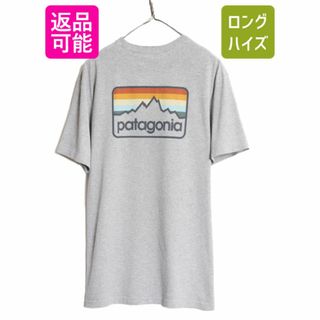 パタゴニア(patagonia)の18年製 パタゴニア 両面 プリント 半袖 Tシャツ メンズ L 古着 Patagonia アウトドア フィッツロイ イラスト バックプリント クルーネック(Tシャツ/カットソー(半袖/袖なし))