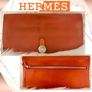 エルメス(Hermes)の希少品 HERMES エルメス ドゴンロング 長財布 オレンジ系 レディース(財布)