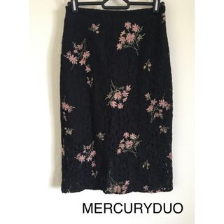 マーキュリーデュオ(MERCURYDUO)のMERCURYDUO 花柄刺繍レーススカート(ひざ丈スカート)