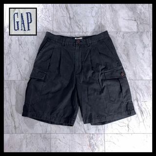 GAP - 80s 90s 古着 OLD GAP 2タック ワイド カーゴショーツ ブラック