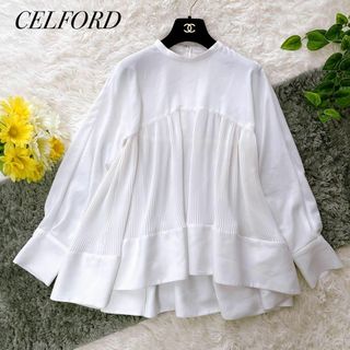 CELFORD - 美品✨CELFORセルフォード　プリーツチュニックブラウス　フレア　白　36 S