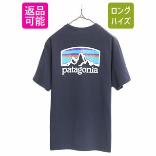 パタゴニア(patagonia)のパタゴニア 両面 プリント 半袖 Tシャツ メンズ S / Patagonia アウトドア グラフィック アート イラスト バックプリント クルーネック 紺(Tシャツ/カットソー(半袖/袖なし))