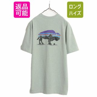 パタゴニア(patagonia)の19年製 パタゴニア 両面 プリント 半袖 Tシャツ メンズ L 古着 Patagonia アウトドア フィッツロイ バイソン グラフィック バックプリント(Tシャツ/カットソー(七分/長袖))