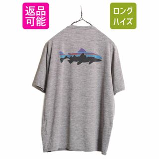 patagonia - 19年製 パタゴニア キャプリーン 両面 プリント 半袖 Tシャツ メンズ M Patagonia フィッツロイ トラウト グラフィック バックプリント 灰