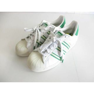  美品 アディダス adidas SUPERSTAR スーパースター レザー GX9878 ローカットスニーカー 23.5cm ホワイト グリーン レディース(スニーカー)