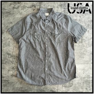 【C161】OLD NAVY ウエスタン半袖シャツ USA古着 ストライプ(シャツ)