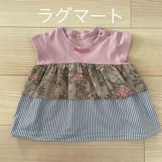 ラグマート(RAG MART)のラグマート　トップス90㎝　半袖チュニック/ストライプ/花柄(Tシャツ/カットソー)