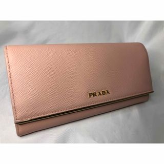 プラダ(PRADA)の美品PRADA プラダ 長財布 ダブルホック　レザー×金属素材　ORCHIDEA(財布)